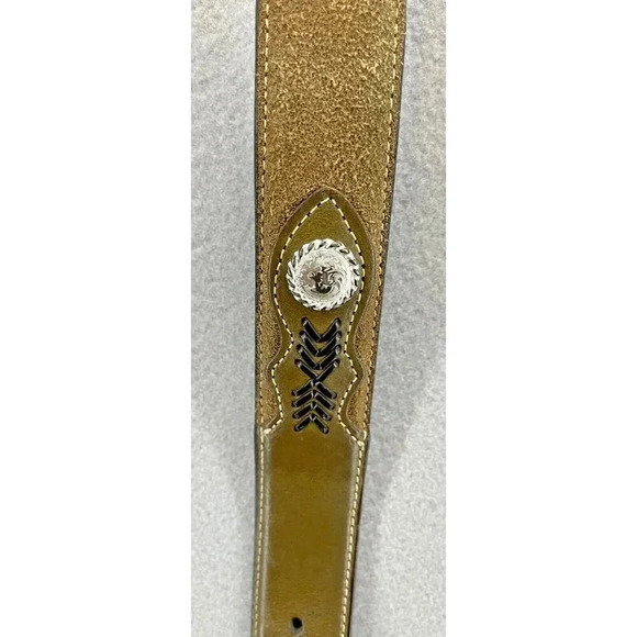 Nocona Belt Men 32 Brown Black LEATHER Concho String Lace Arrow Western - Picture 9 of 15